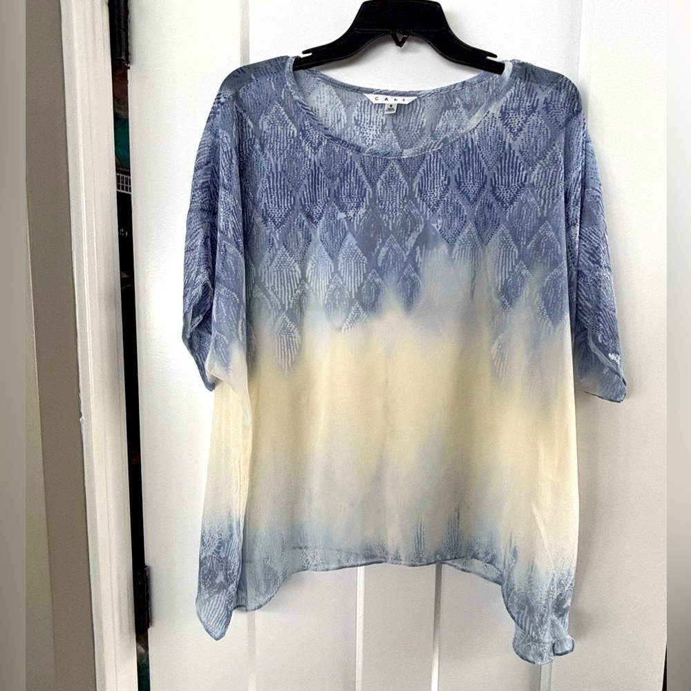 Cabi Style 781 Gauzy Chiffon Blue Fade Out Oversized Blouse size Small
